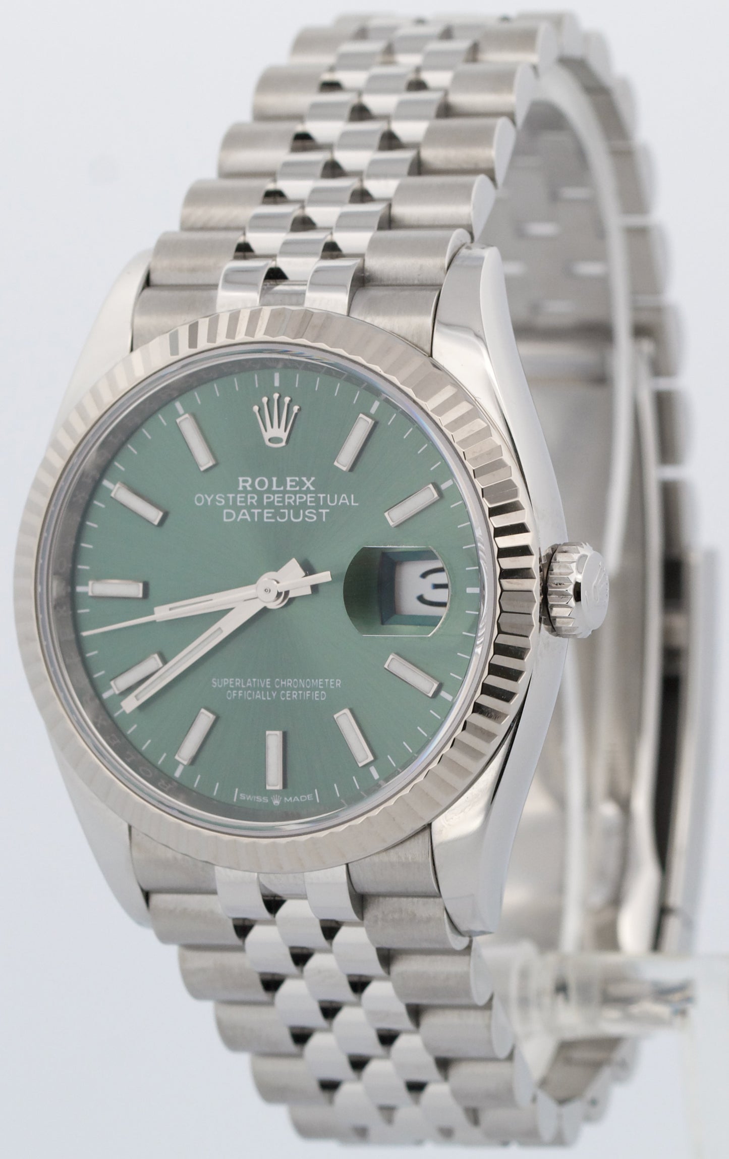 MINT 2024 PAPERS Rolex DateJust 36 MINT GREEN Steel JUBILEE Watch 126234 BOX