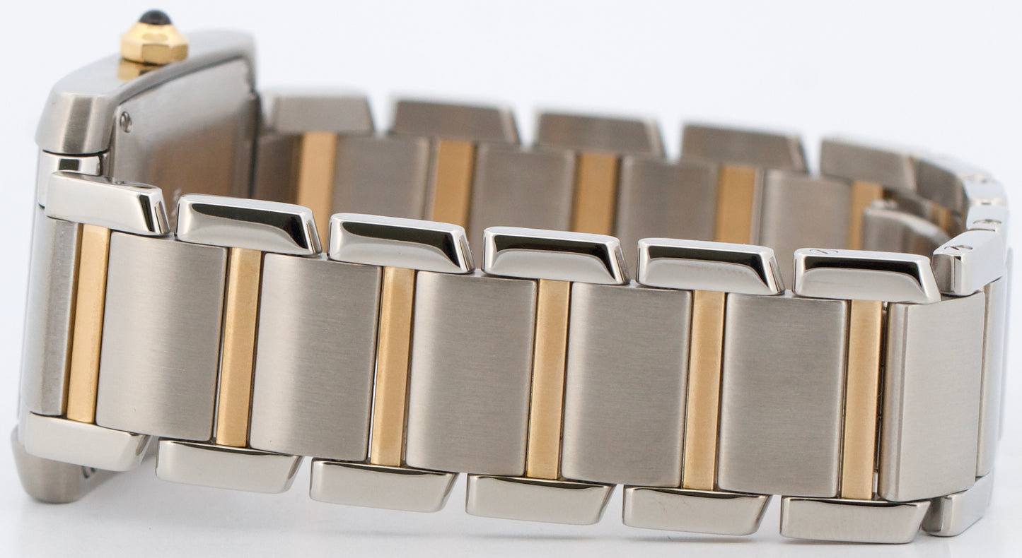 Ladies Cartier Tank Francaise Two-Tone 18K Gold Steel Guilloche 2302 W5100504