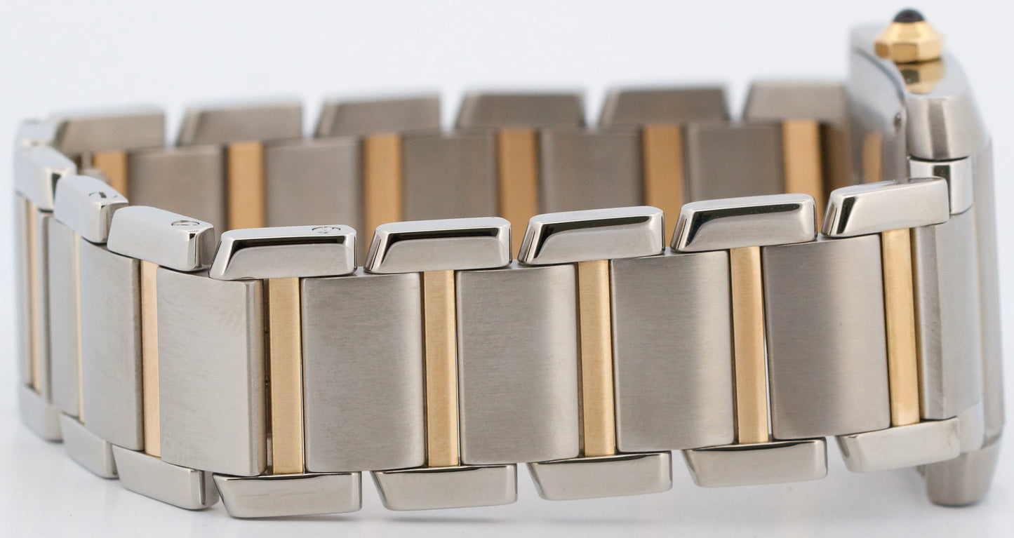 Ladies Cartier Tank Francaise Two-Tone 18K Gold Steel Guilloche 2302 W5100504