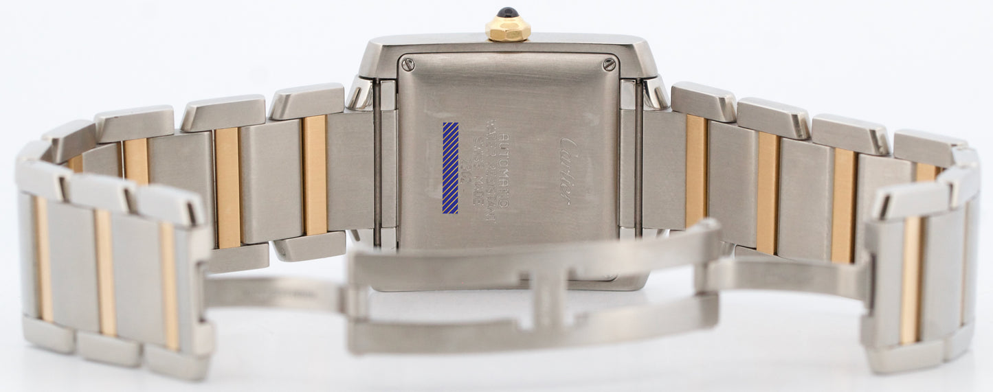 Ladies Cartier Tank Francaise Two-Tone 18K Gold Steel Guilloche 2302 W5100504