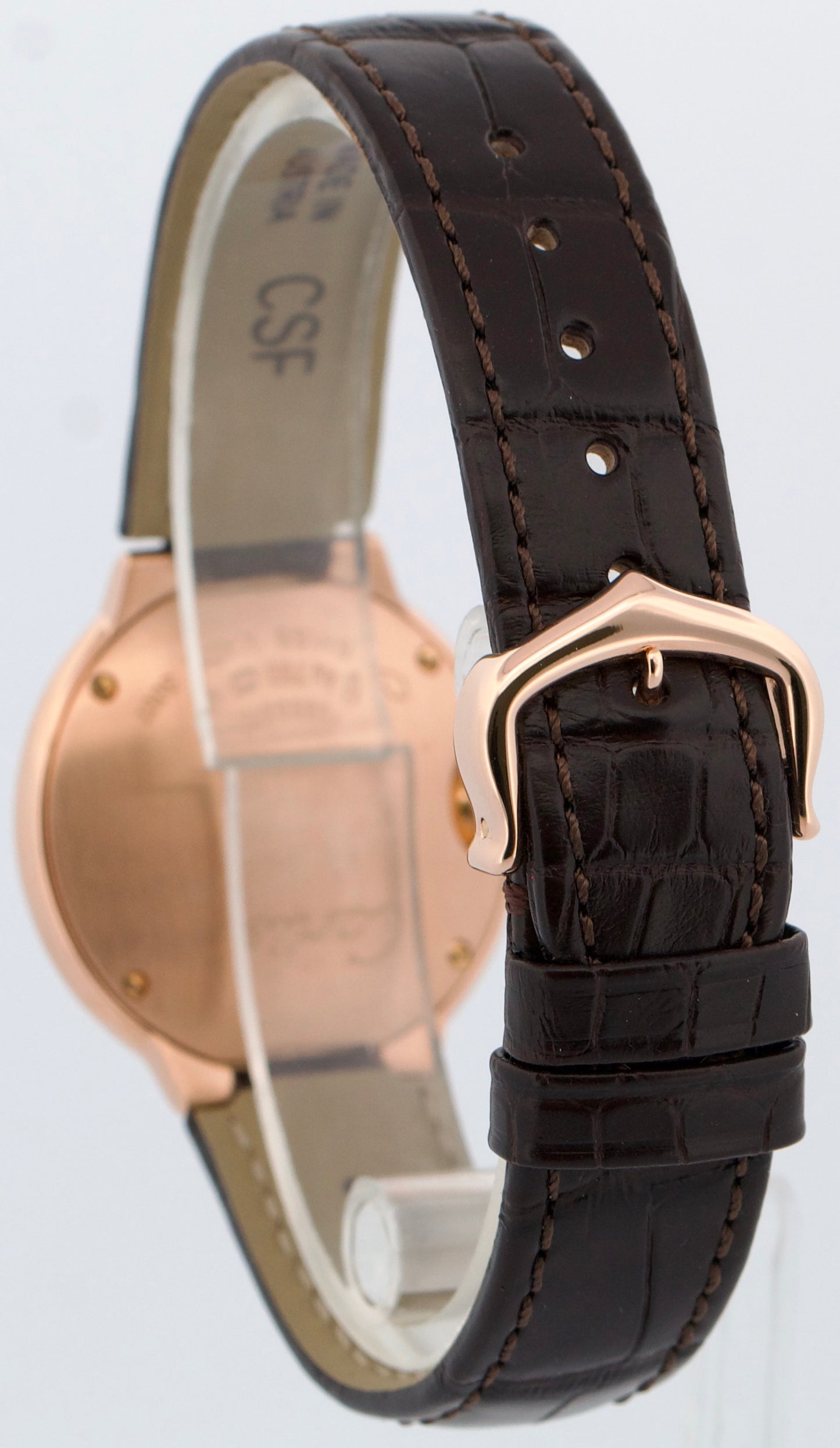 Ladies Cartier Ballon Bleu SILVER 18K Gold 28mm Leather Quartz 3007 W6900256