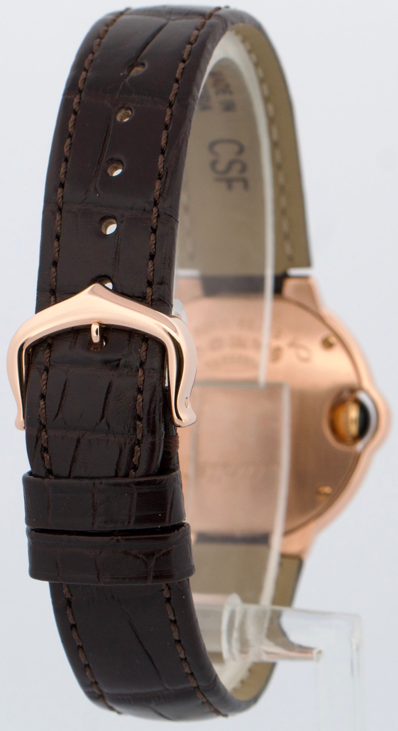 Ladies Cartier Ballon Bleu SILVER 18K Gold 28mm Leather Quartz 3007 W6900256