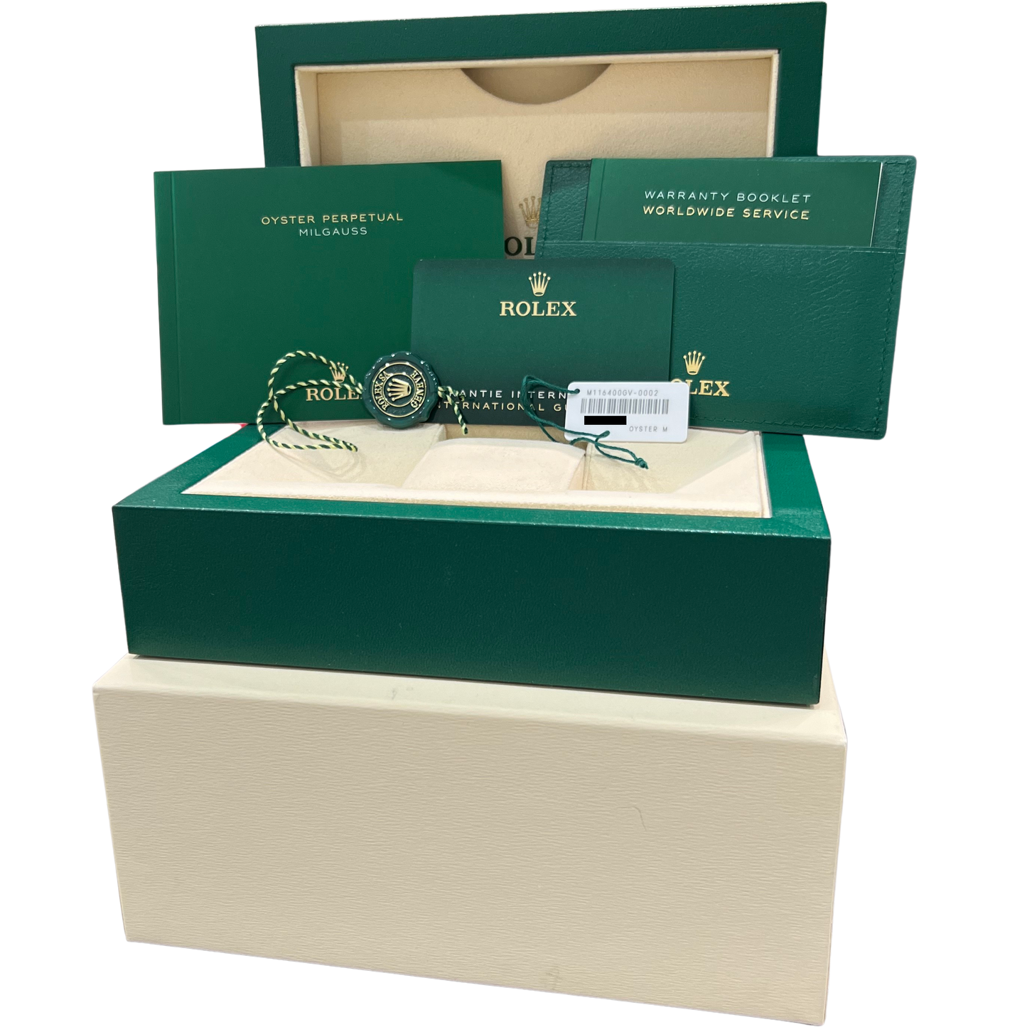 PAPERS Rolex Milgauss Z-Blue Green 40mm Stainless Steel Watch 116400 GV BOX