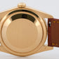 Rolex Day-Date WHITE 18K Yellow Gold Smooth Brown Leather 36mm Watch 118208