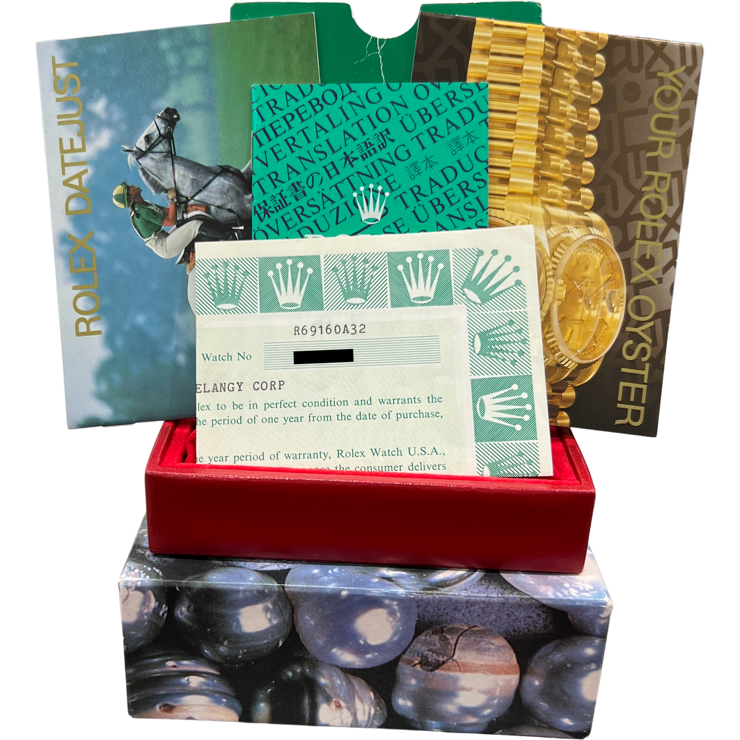 PAPERS Ladies Rolex Date 26mm Blue Stainless Steel Jubilee Watch 69160 BOX