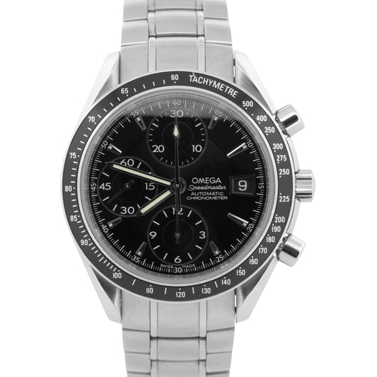 PAPERS Omega Speedmaster Date Black 40mm Chronograph Steel Watch 3210.50.00 BOX