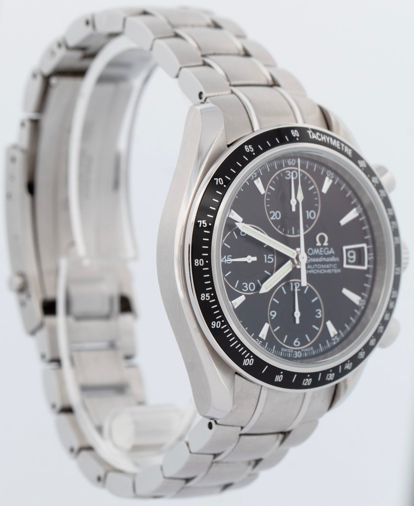 PAPERS Omega Speedmaster Date Black 40mm Chronograph Steel Watch 3210.50.00 BOX