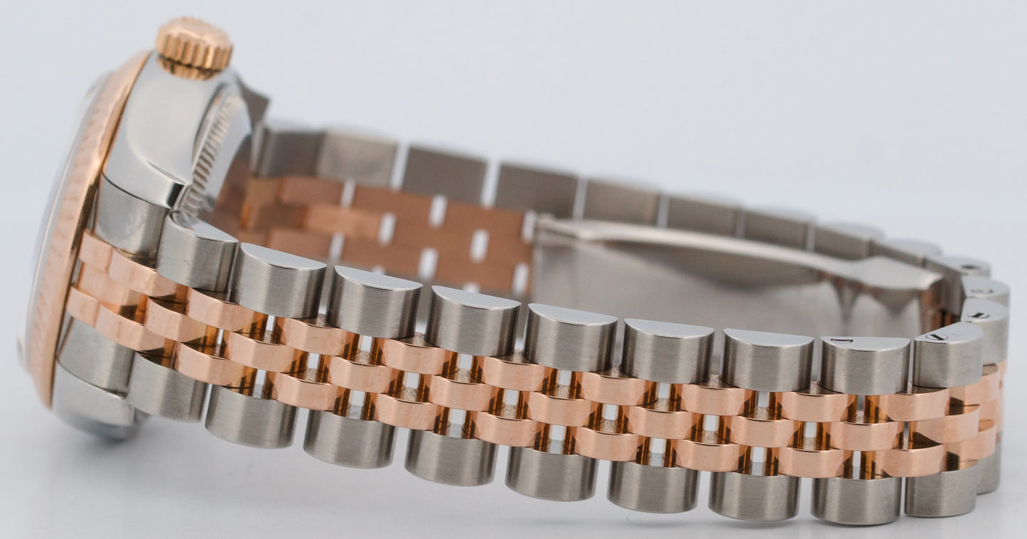 Ladies Rolex DateJust 26mm SILVER CONCENTRIC 18K Rose Gold JUBILEE 179171