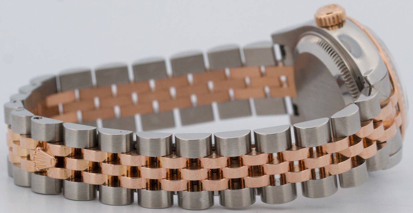 Ladies Rolex DateJust 26mm SILVER CONCENTRIC 18K Rose Gold JUBILEE 179171