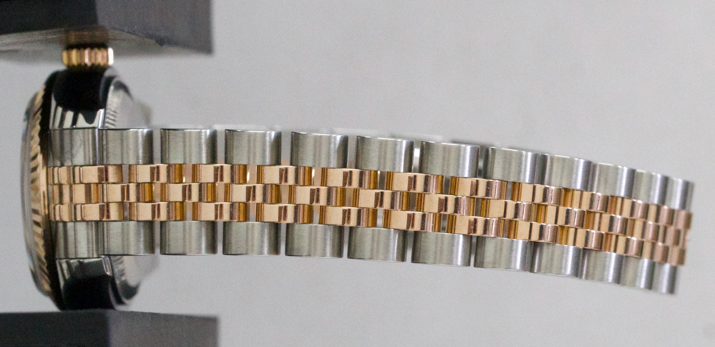 Ladies Rolex DateJust 26mm SILVER CONCENTRIC 18K Rose Gold JUBILEE 179171