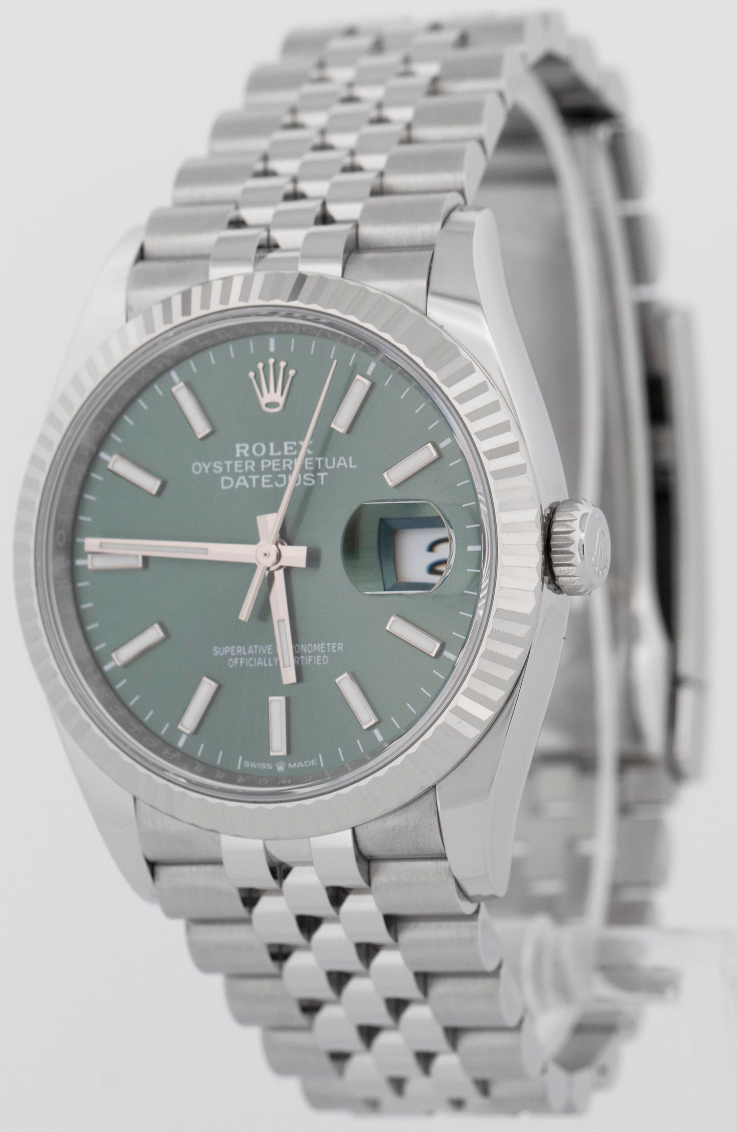 MINT 2024 Rolex DateJust 36 MINT GREEN Stainless Steel Jubilee 18K 126234 Watch