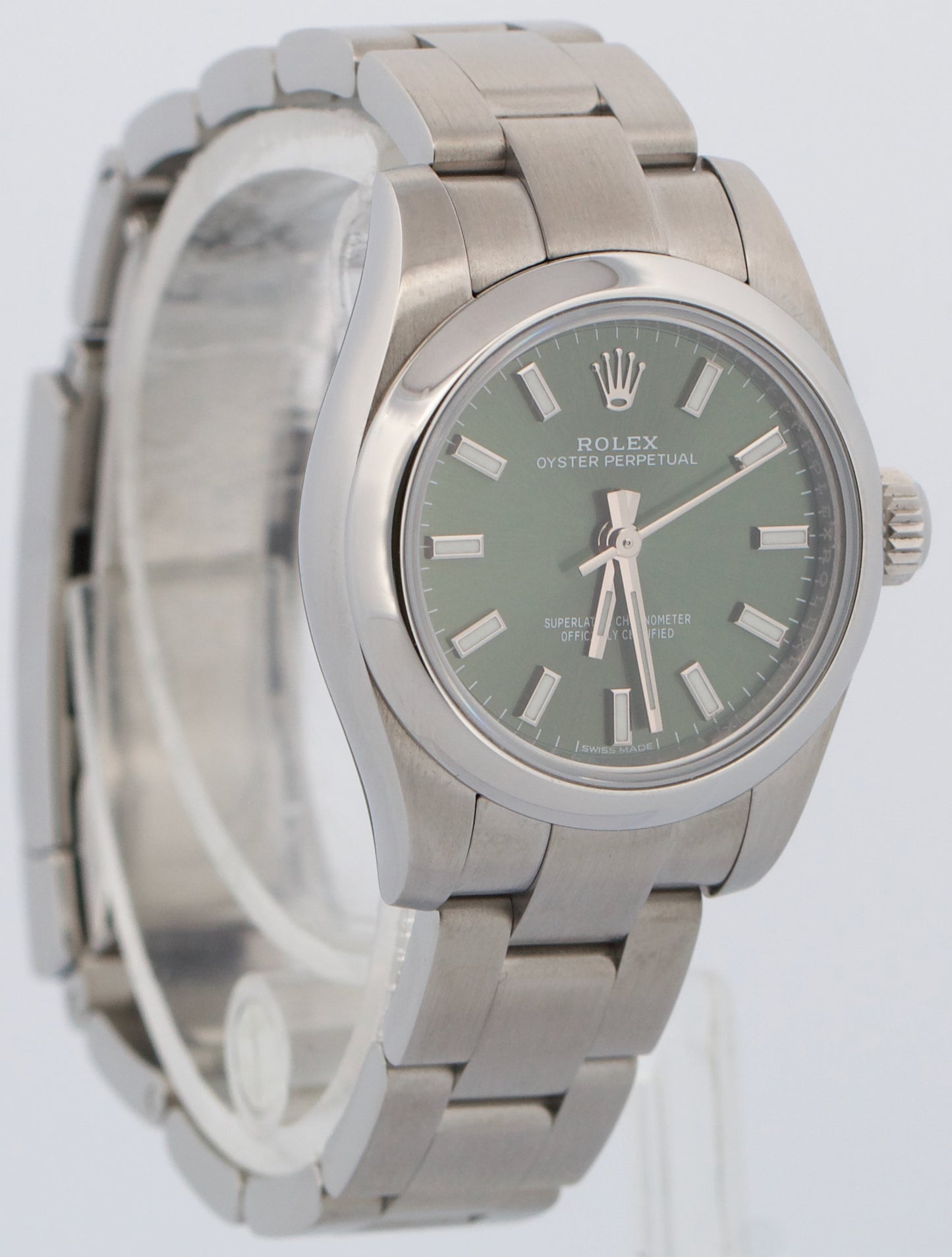 Ladies Rolex Oyster Perpetual OLIVE GREEN 26mm Stainless Steel Watch 176200