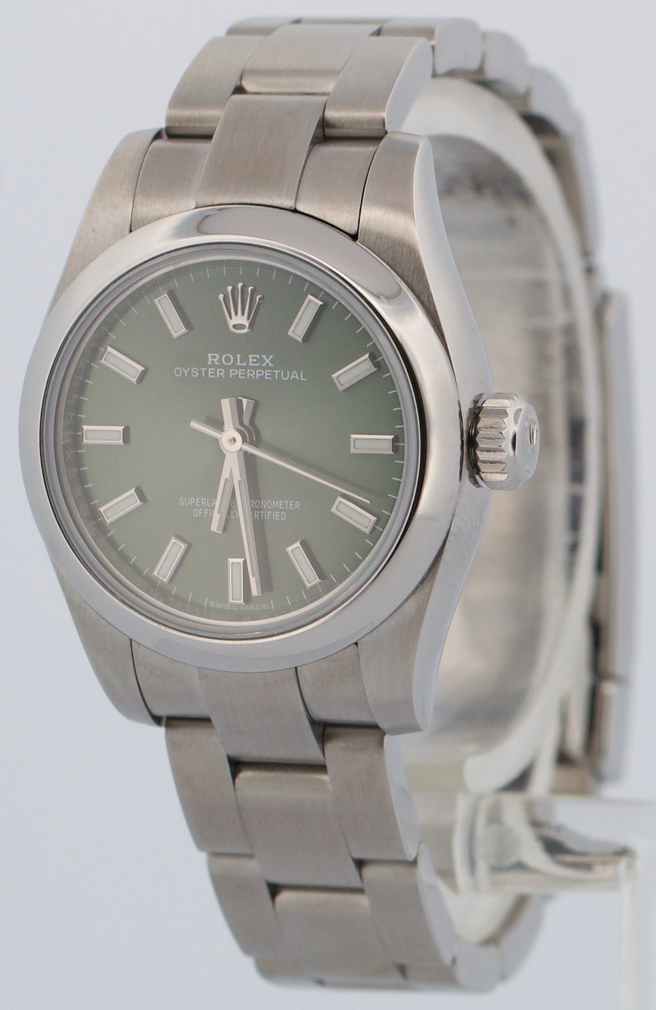 Ladies Rolex Oyster Perpetual OLIVE GREEN 26mm Stainless Steel Watch 176200