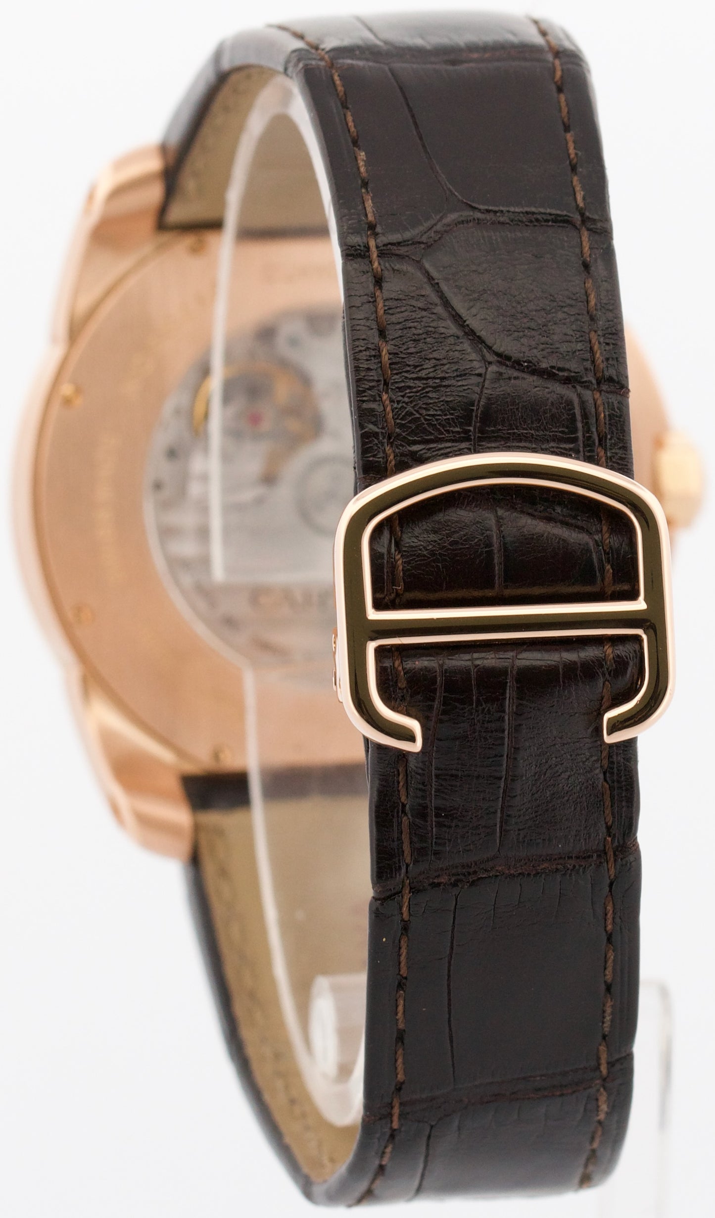 Men's Cartier Calibre IVORY ROMAN 42mm 18K Rose Gold Leather 3300 / W7100009