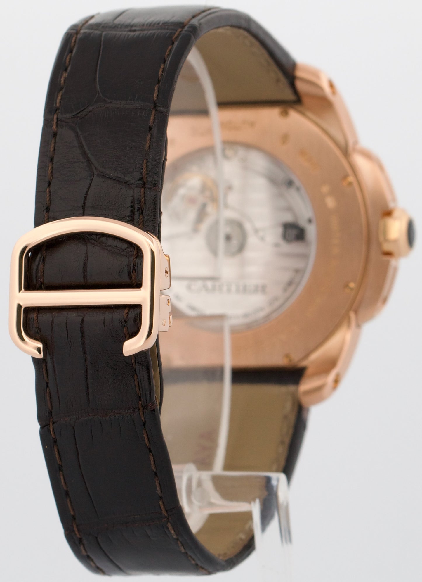 Men's Cartier Calibre IVORY ROMAN 42mm 18K Rose Gold Leather 3300 / W7100009