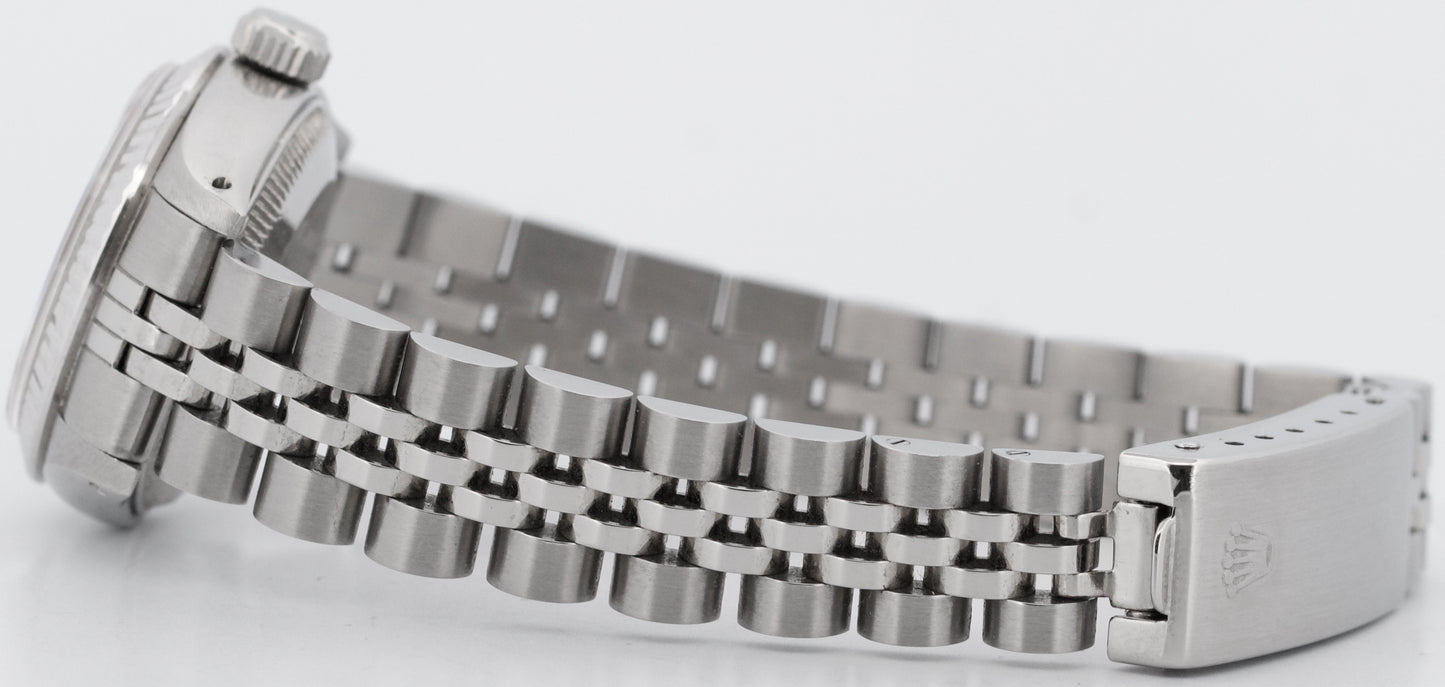 Ladies Rolex DateJust 26mm SILVER DIAMOND 18K Gold Stainless Fluted 6917 BOX