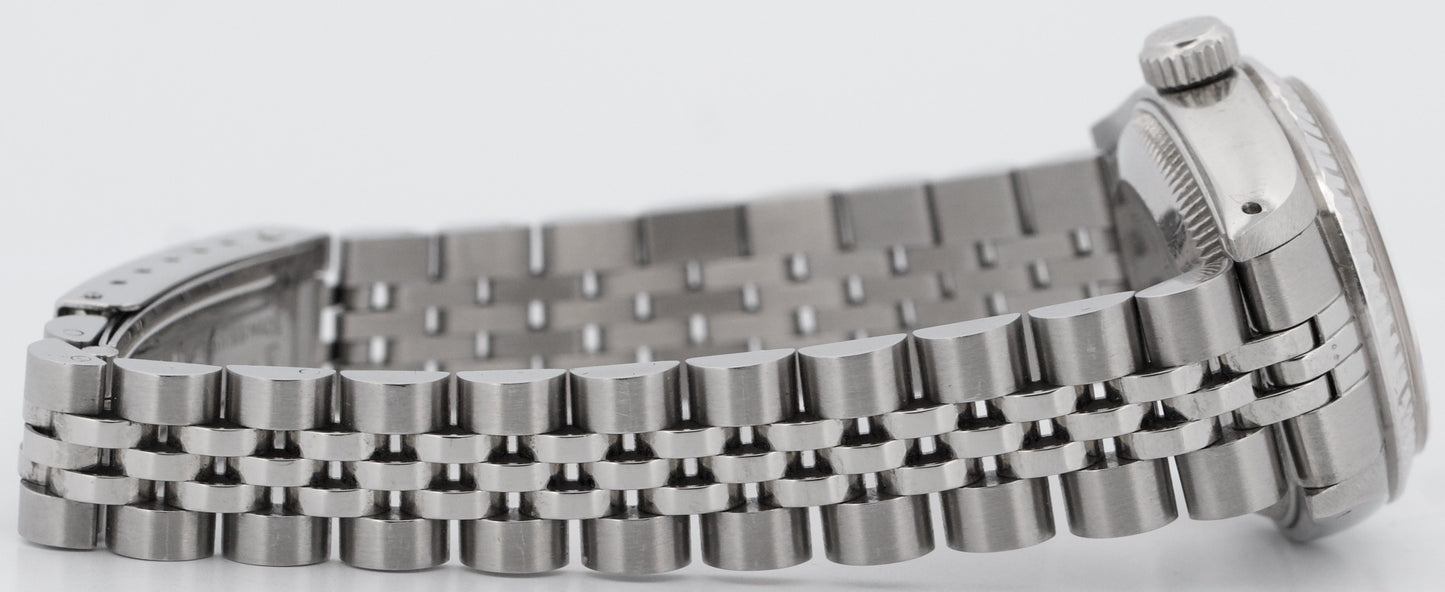 Ladies Rolex DateJust 26mm SILVER DIAMOND 18K Gold Stainless Fluted 6917 BOX