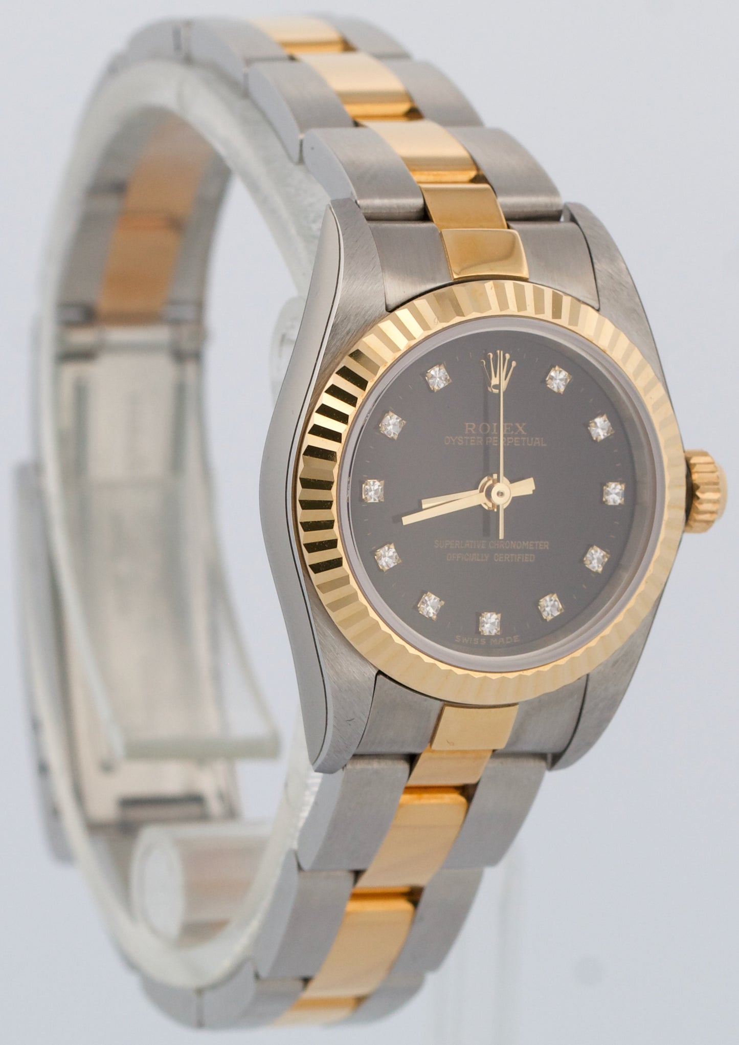 NOS STICKERED PAPERS Rolex Oyster Perpetual 24mm FACTORY BLACK DIAMOND 76193 BOX