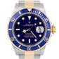 2007 Rolex Submariner Date 40mm Blue Two-Tone Gold NO-HOLES Steel 16613 Watch