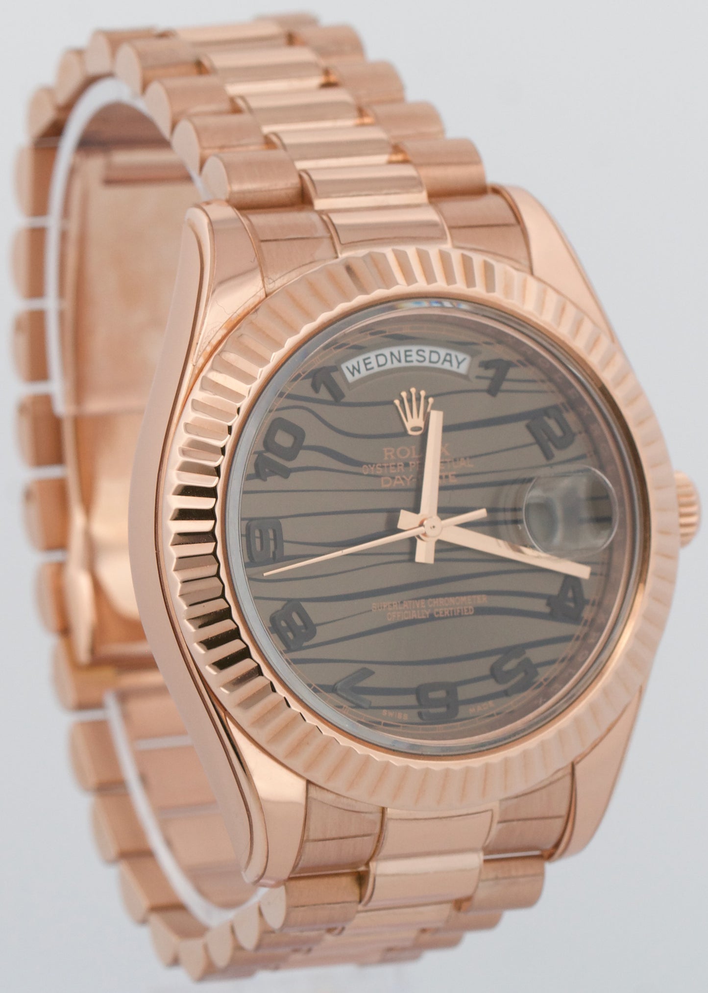 Rolex Day-Date II 41mm President Brown CHOCOLATE WAVE 18K Rose Gold 218235 BOX