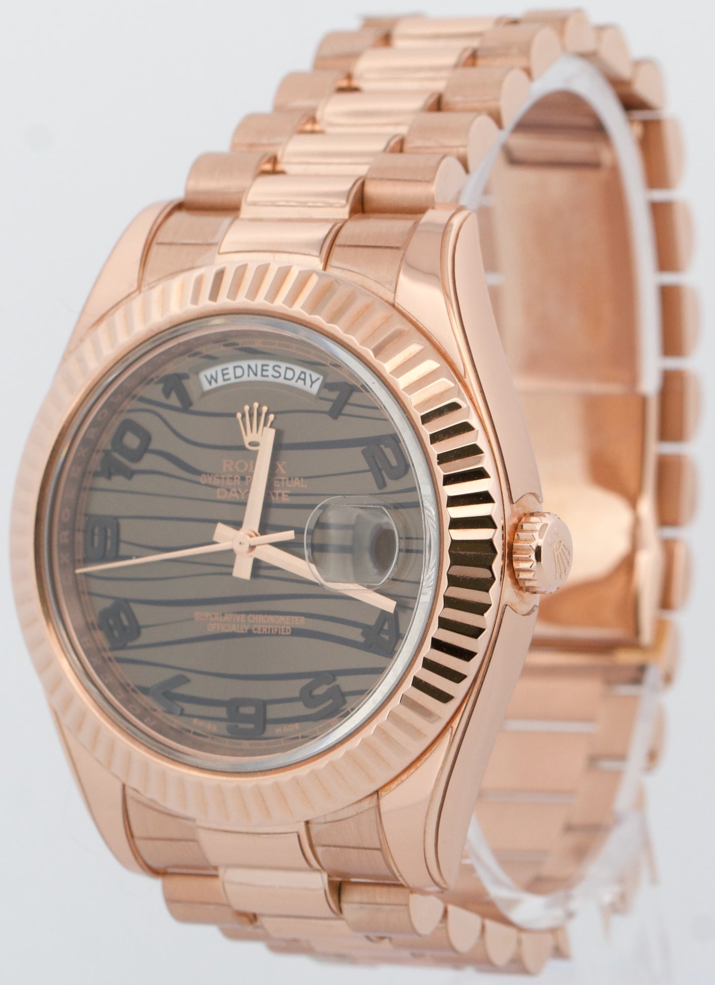 Rolex Day-Date II 41mm President Brown CHOCOLATE WAVE 18K Rose Gold 218235 BOX