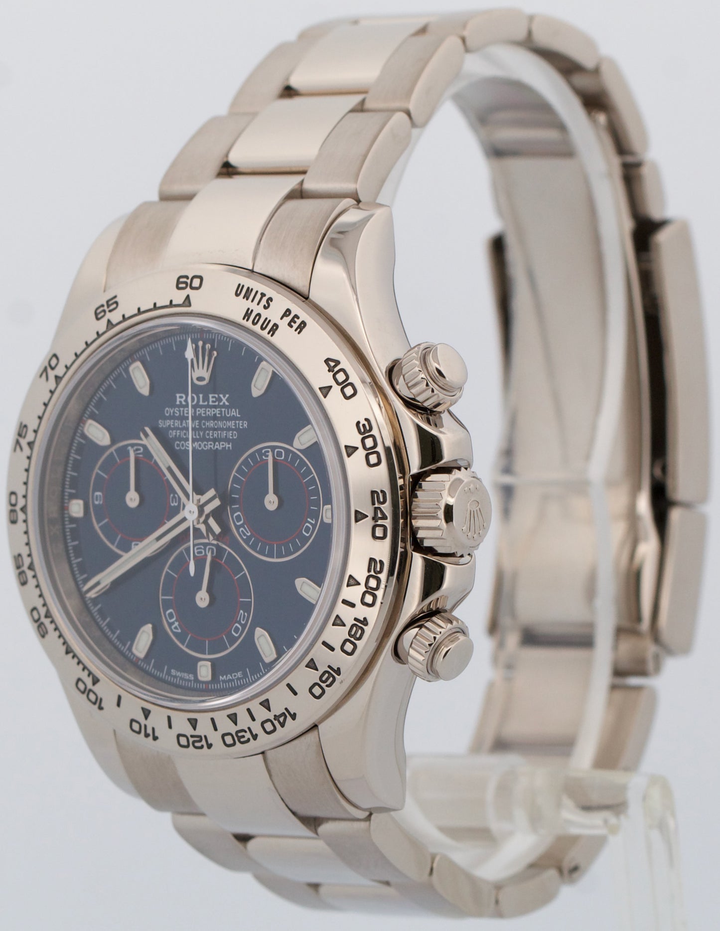 PAPERS Rolex Daytona Cosmograph BLUE 18K White Gold 40mm Watch 116509 BOX