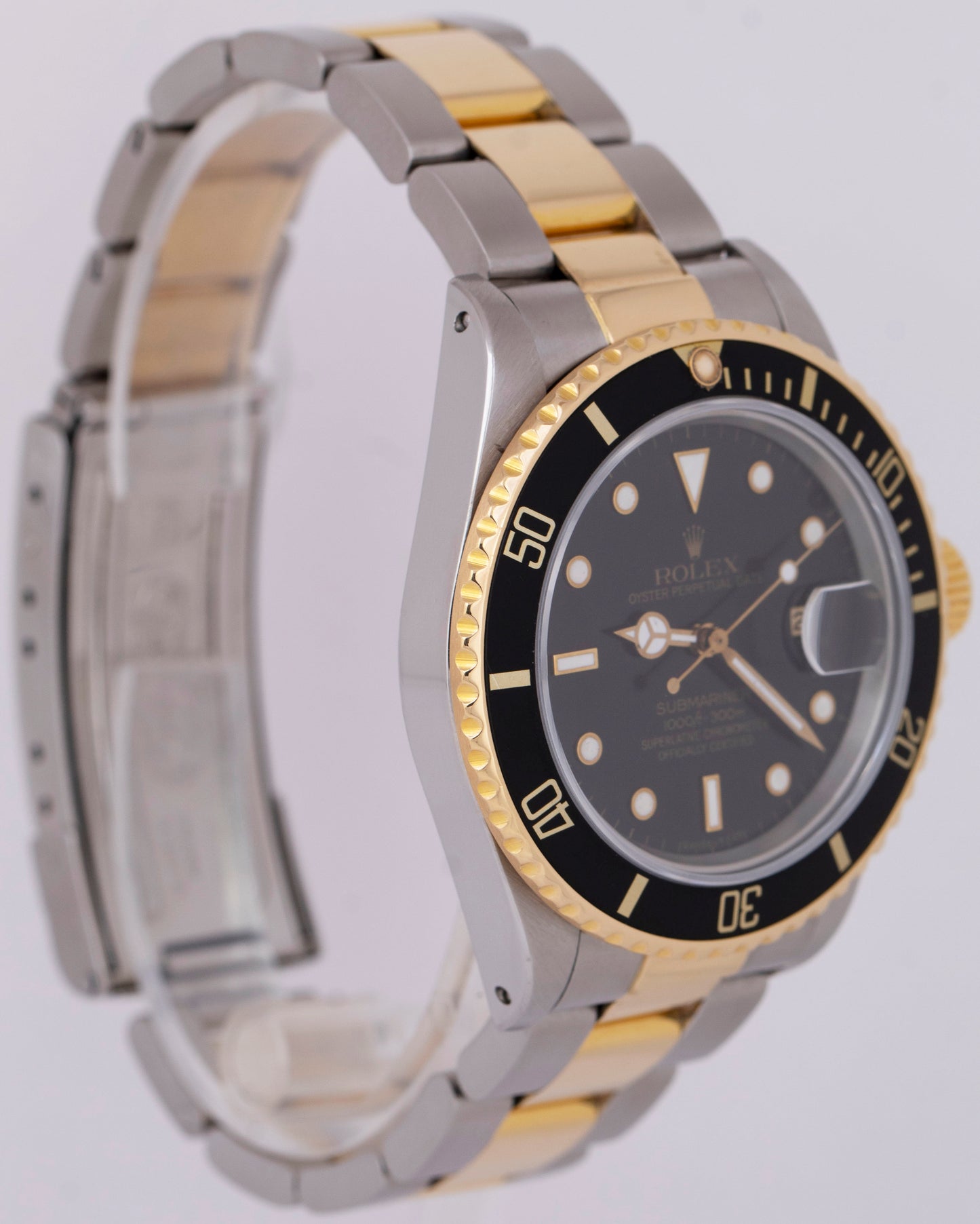 1987 Rolex Submariner Date Black Two-Tone 18K Yellow Gold Steel 40mm 16803 Watch