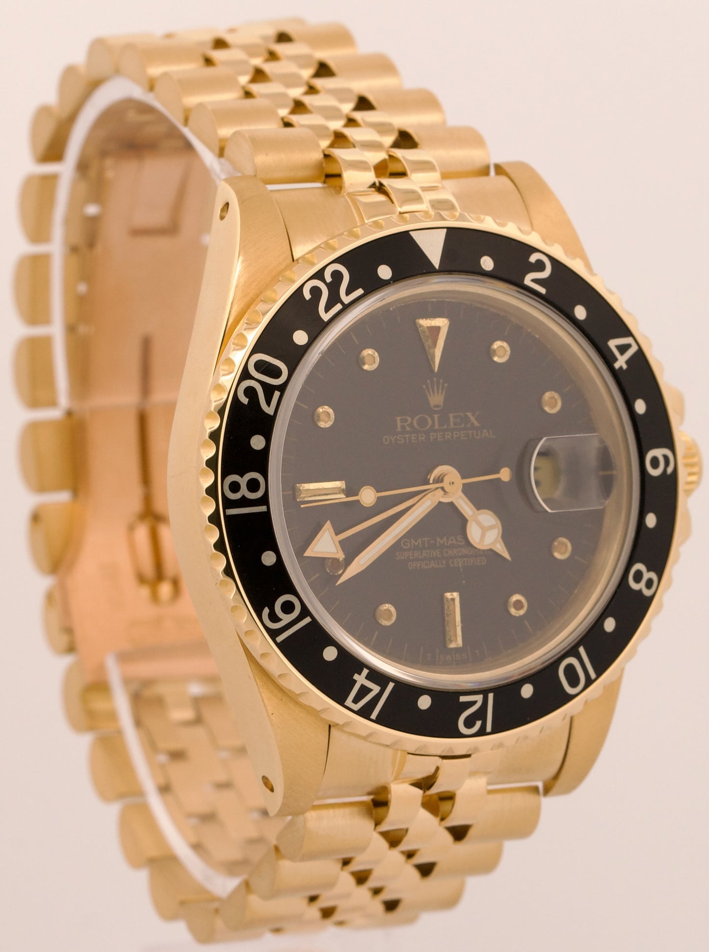 Rolex GMT-Master BLACK 18K Yellow Gold Jubilee Automatic 40mm Watch 16758