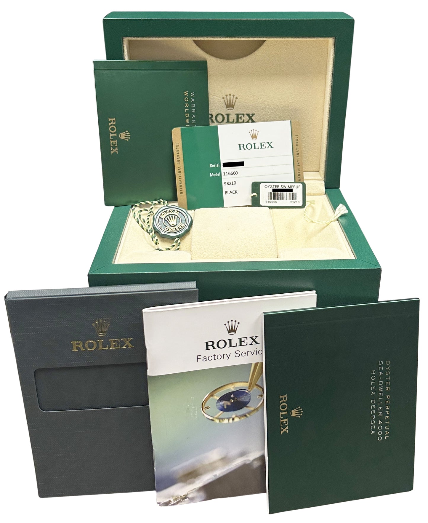 2015 PAPERS Rolex Sea-Dweller Deepsea Steel Black 44mm Ceramic 116660 Watch BOX