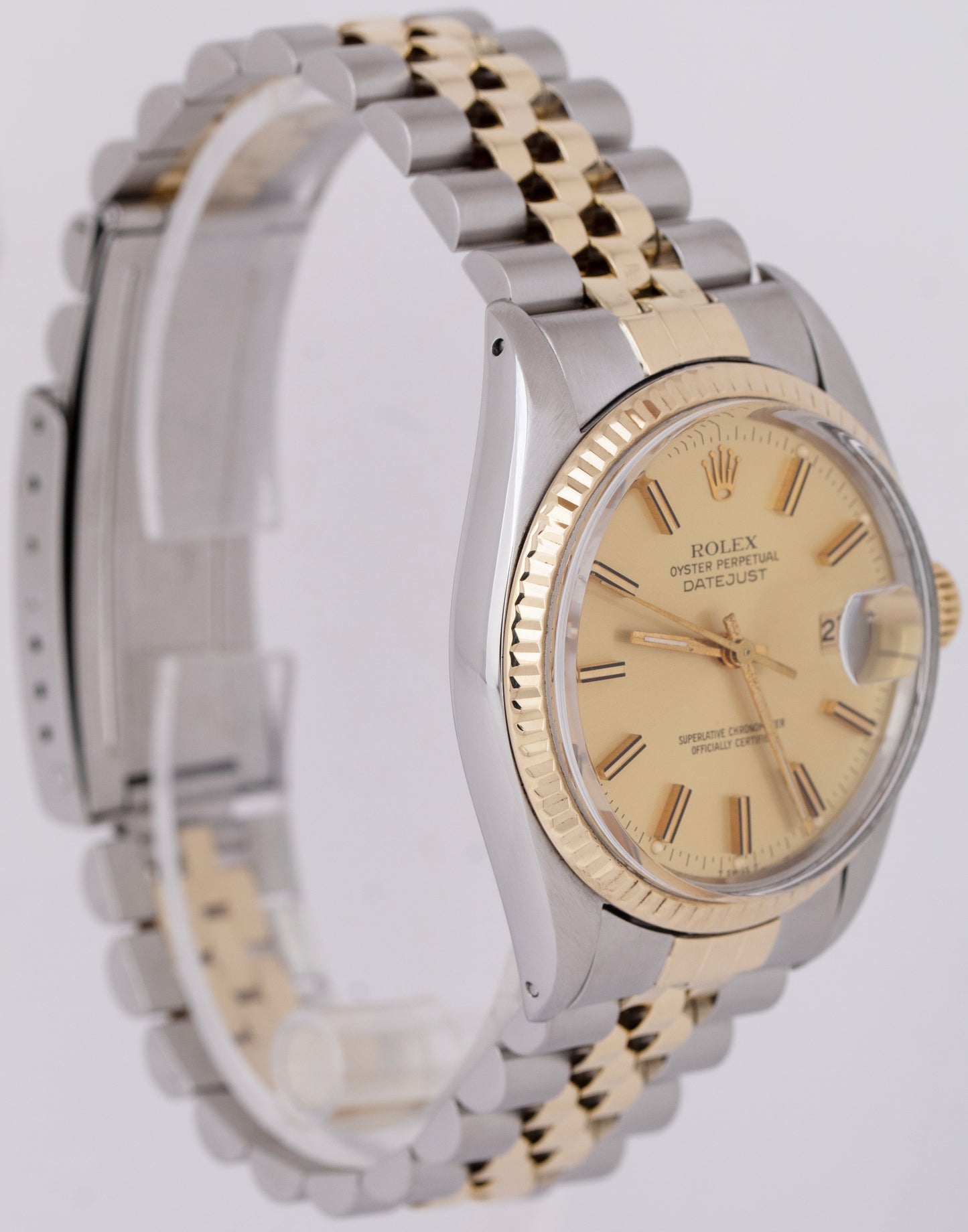 Rolex DateJust 36mm CHAMPAGNE Two-Tone 14K Yellow Gold Stainless Watch 16013