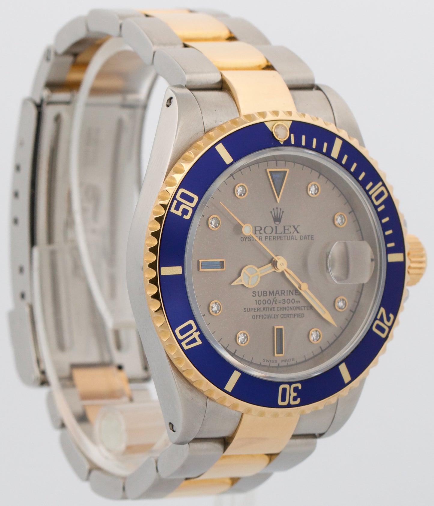 2024 RSC PAPERS Rolex Submariner 40mm SERTI SLATE DIAMOND Blue 18K 16613 BOX