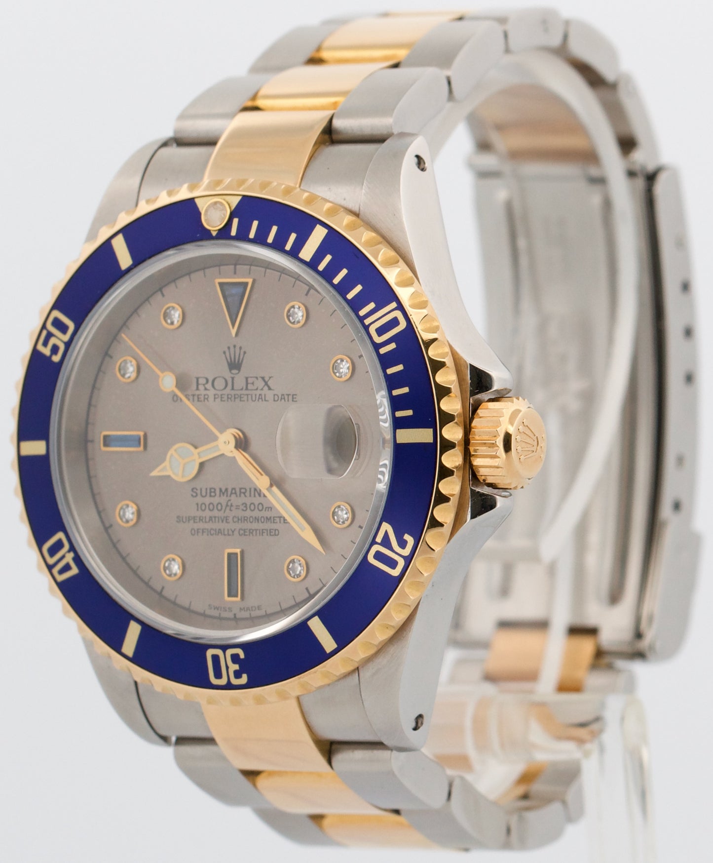 2024 RSC PAPERS Rolex Submariner 40mm SERTI SLATE DIAMOND Blue 18K 16613 BOX