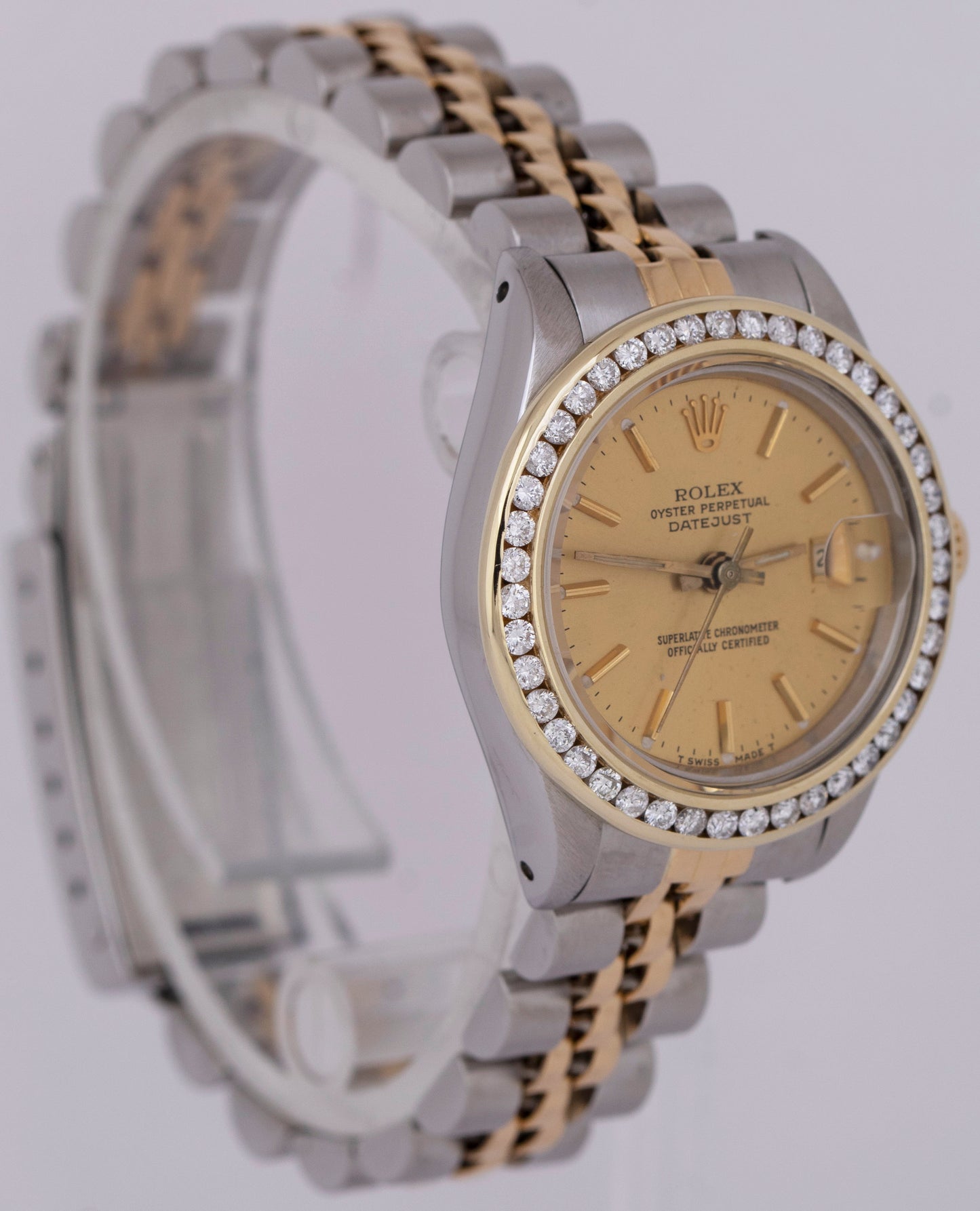 Ladies Rolex DateJust DIAMOND Two-Tone 18K Gold Steel Champagne 26mm Watch 69173