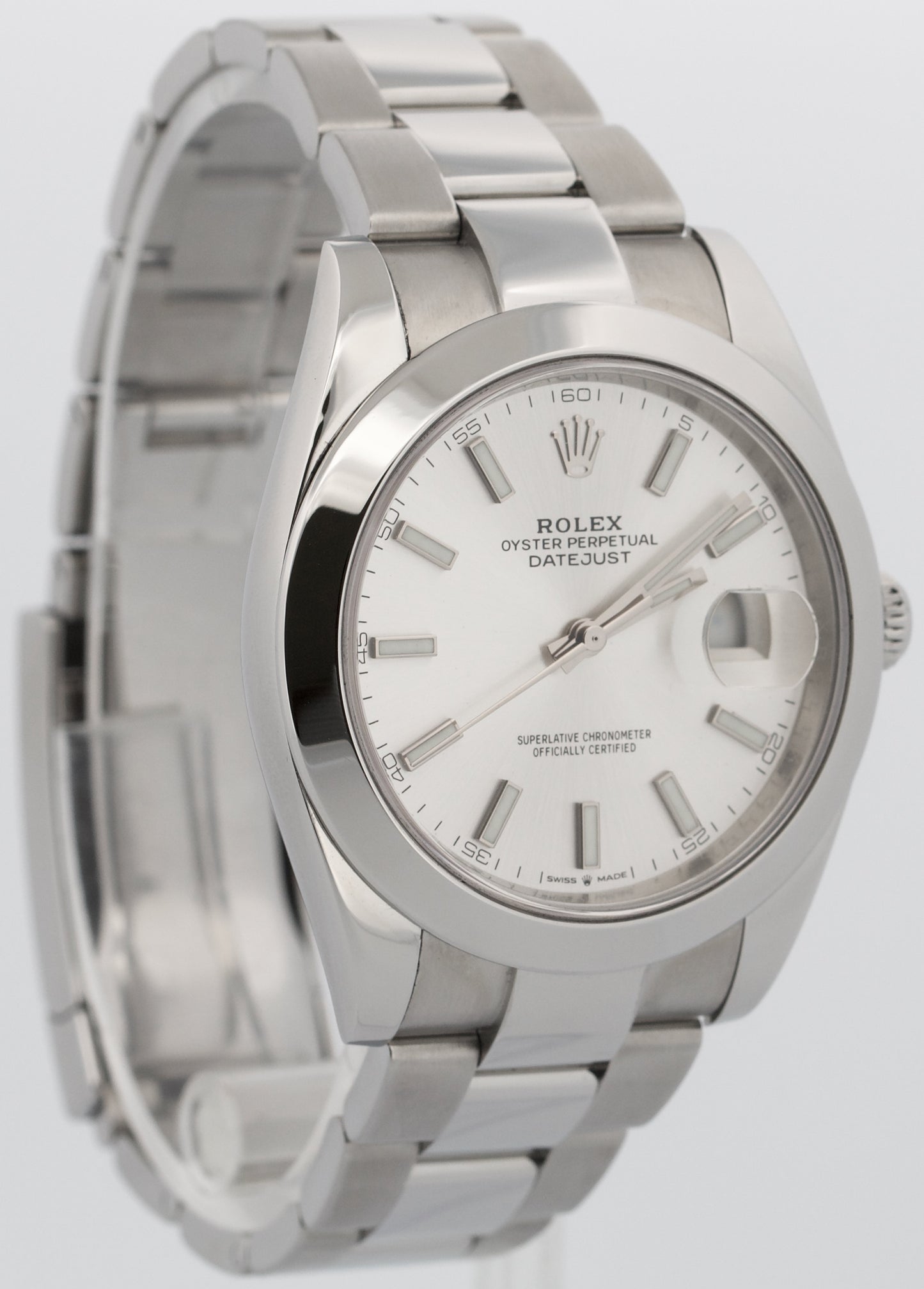 PAPERS Rolex DateJust 41mm SILVER Stainless Steel Smooth OYSTER 126300 Watch BOX