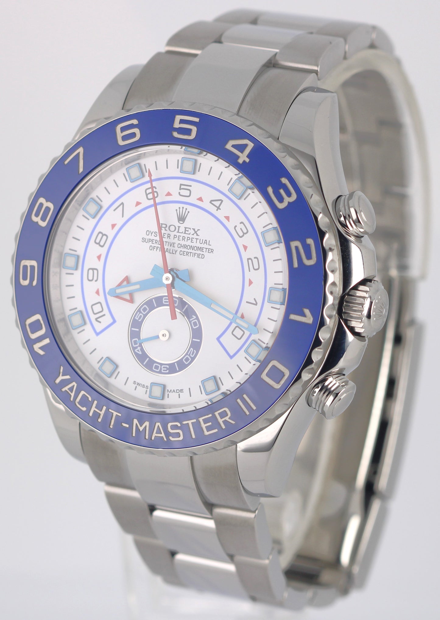 Rolex Yacht-Master II BLUE HANDS Stainless Steel White 44mm 116680 Watch