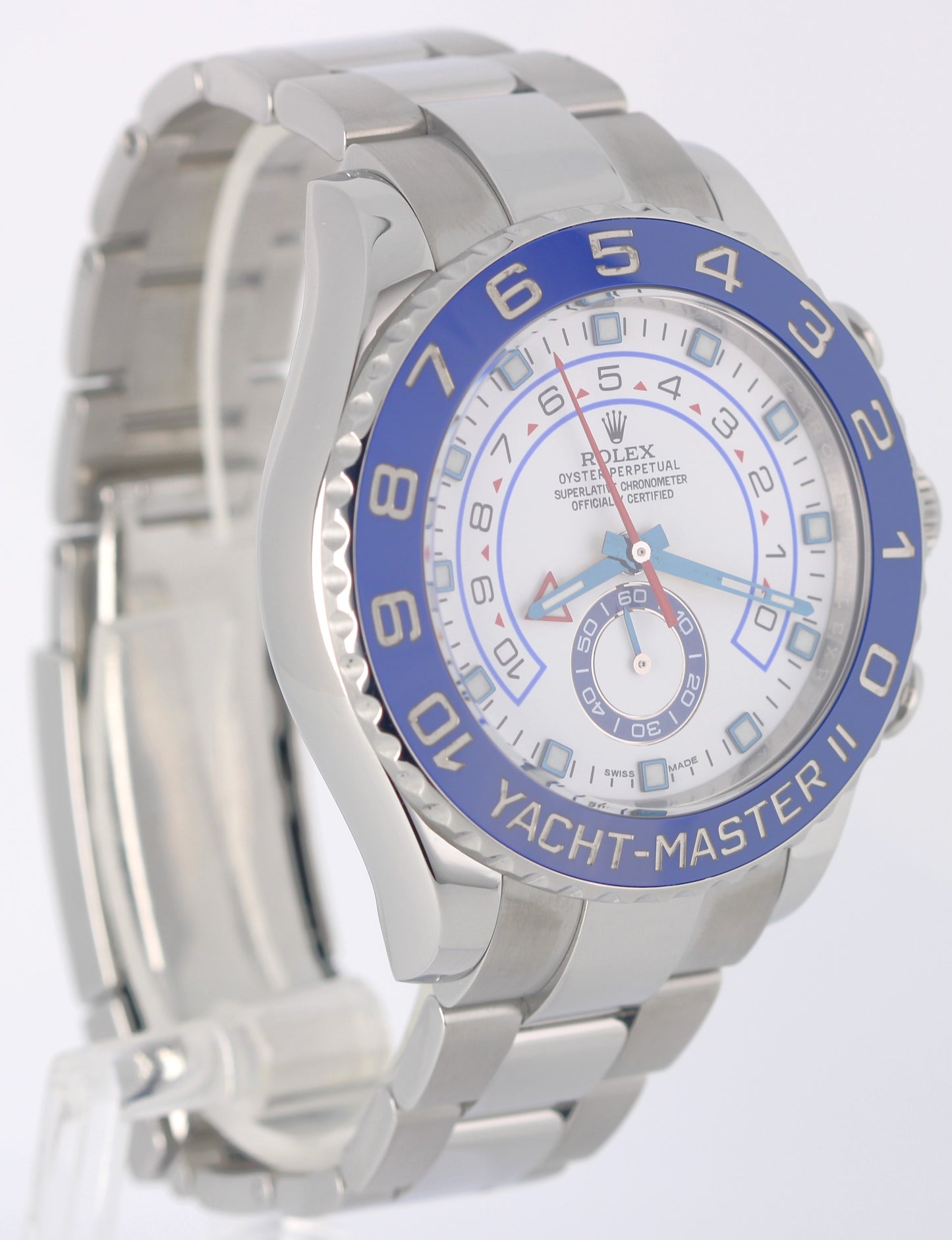 Rolex Yacht-Master II BLUE HANDS Stainless Steel White 44mm 116680 Watch