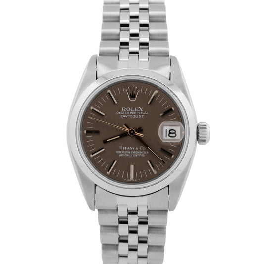 Ladies Rolex DateJust TIFFANY GRAY Stainless Steel Jubilee 31mm 6824 Watch