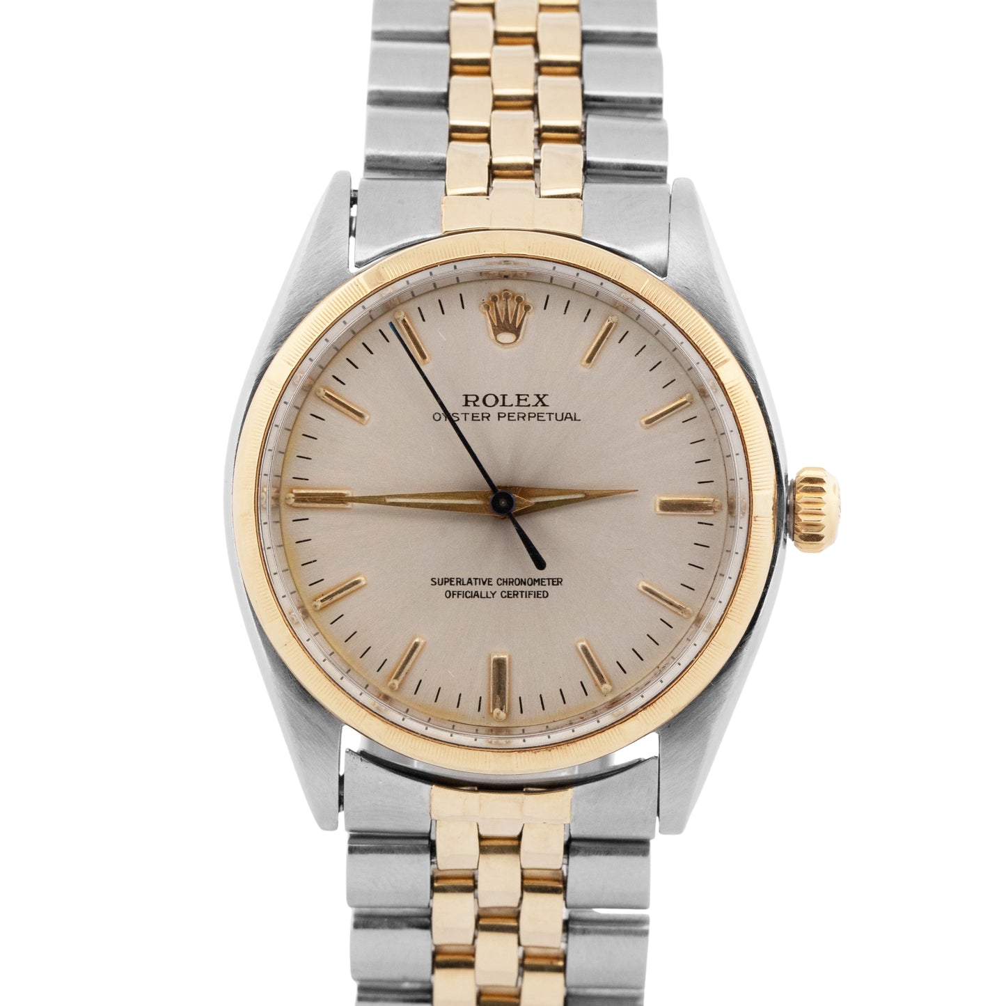 Rolex Oyster Perpetual SILVER Two-Tone Yellow Gold Jubilee 34mm 1003 Watch