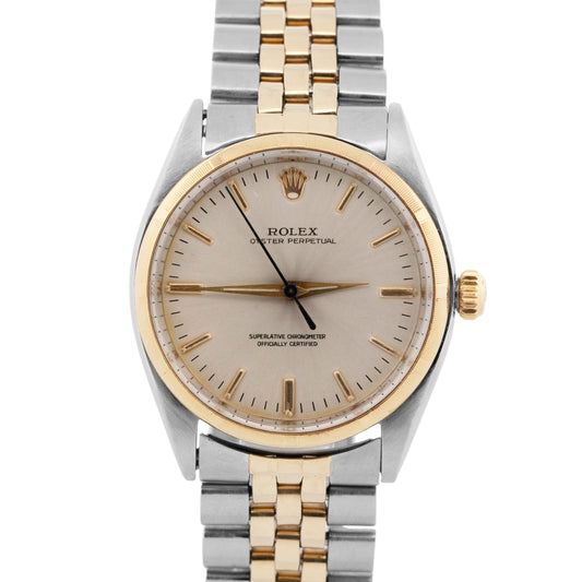 Rolex Oyster Perpetual SILVER Two-Tone Yellow Gold Jubilee 34mm 1003 Watch