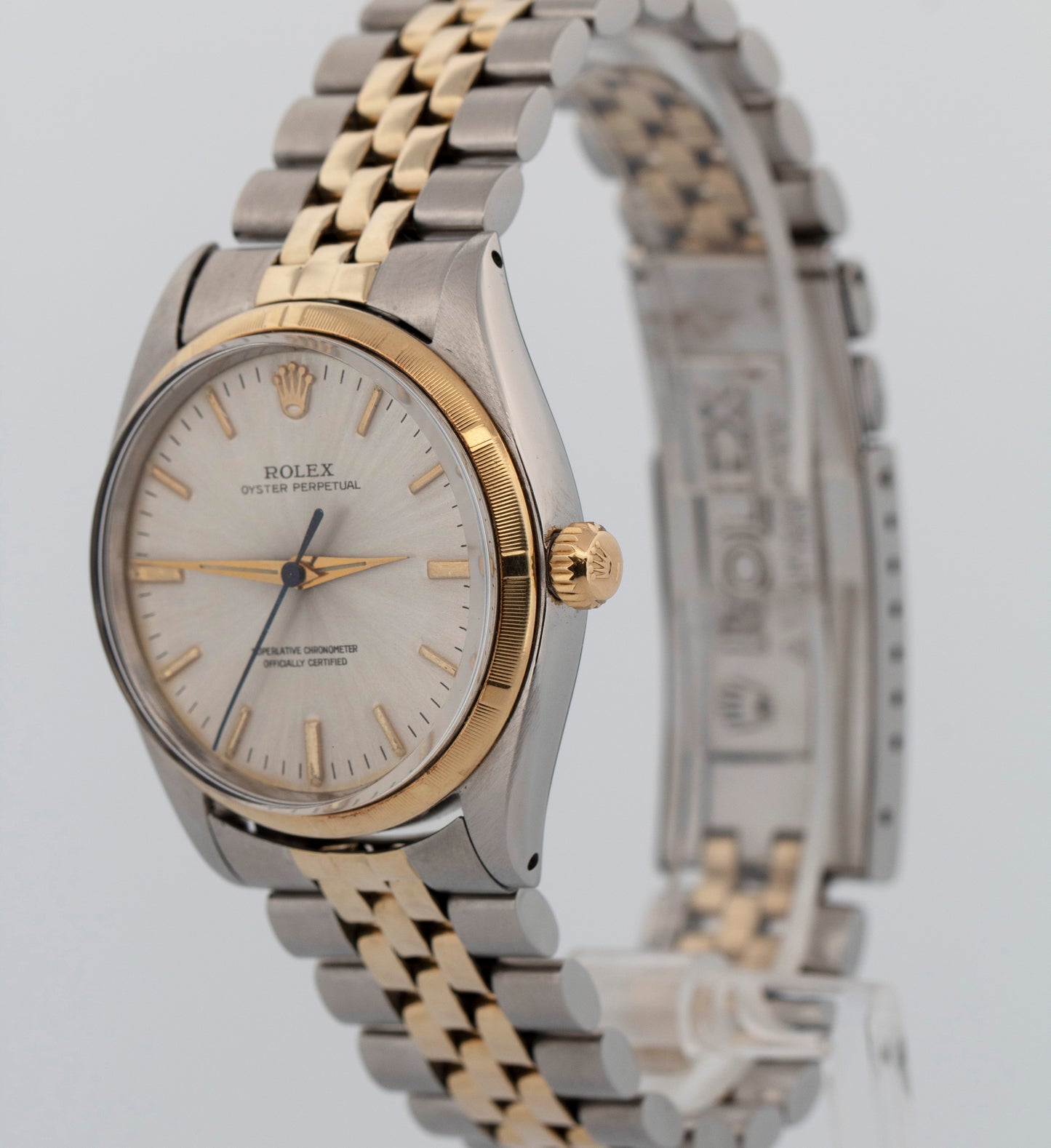 Rolex Oyster Perpetual SILVER Two-Tone Yellow Gold Jubilee 34mm 1003 Watch
