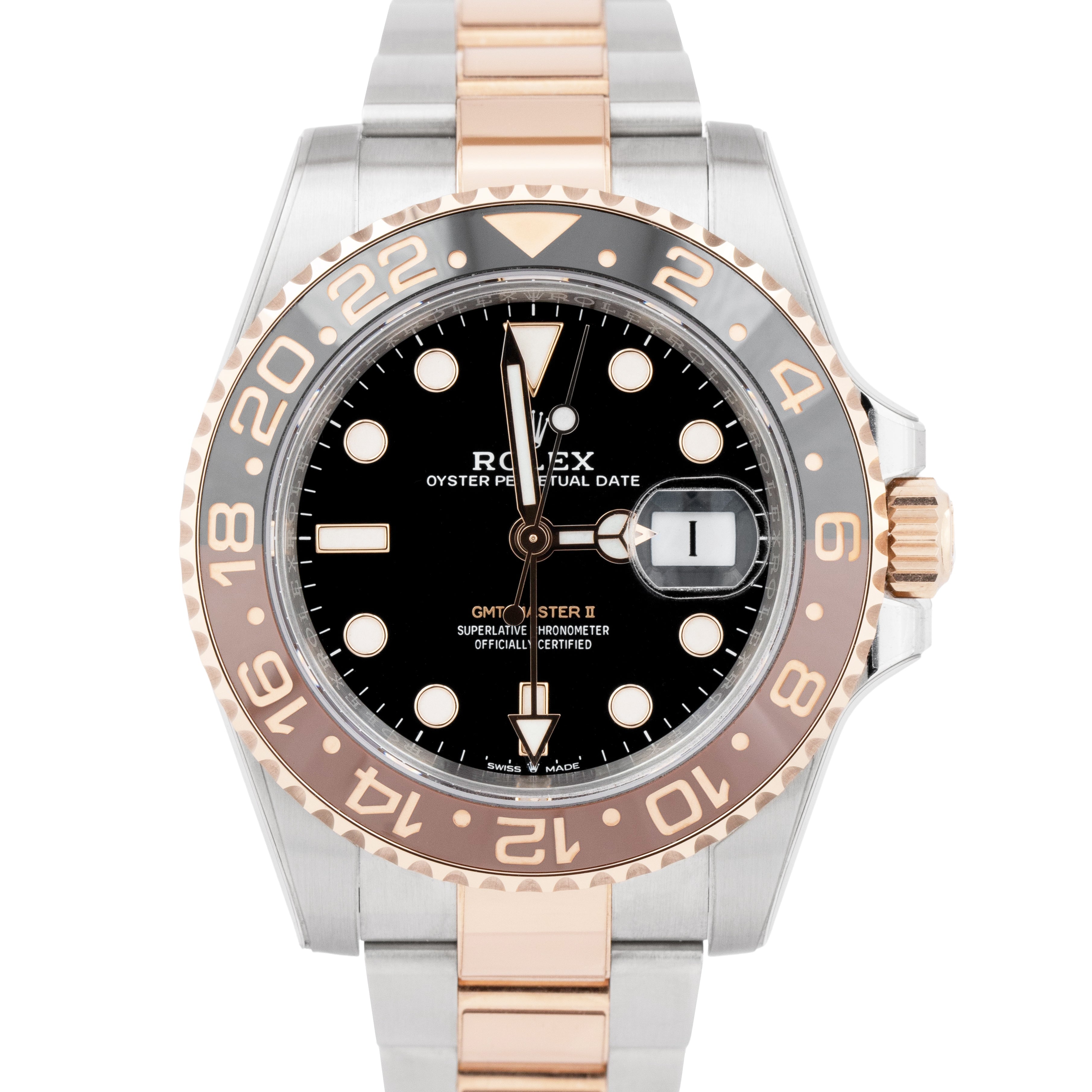 2022 Rolex GMT Master II Two Tone ROOT BEER Rose Gold Steel 40mm