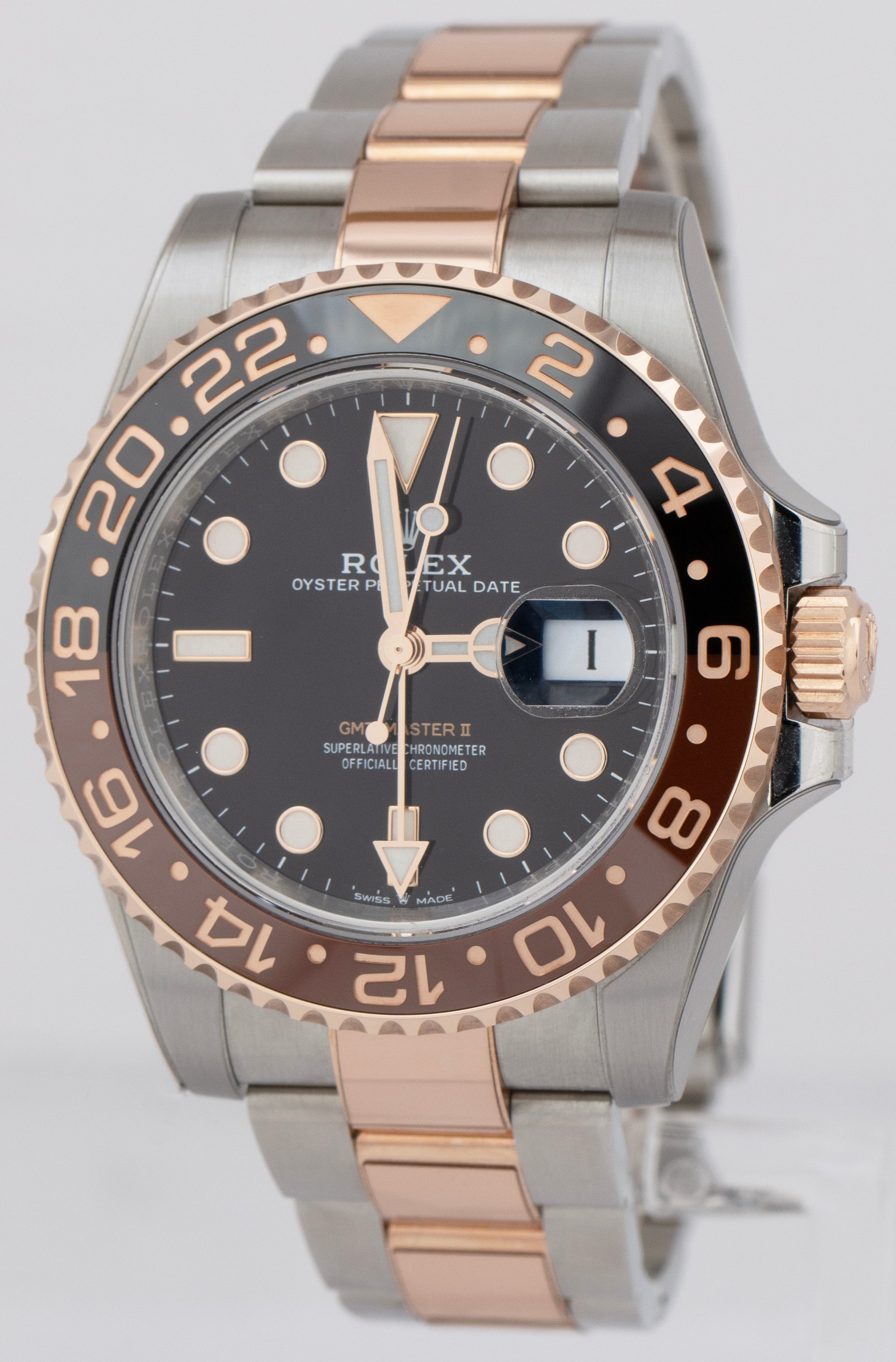 2022 Rolex GMT Master II Two Tone ROOT BEER Rose Gold Steel 40mm 126711 CHNR B P