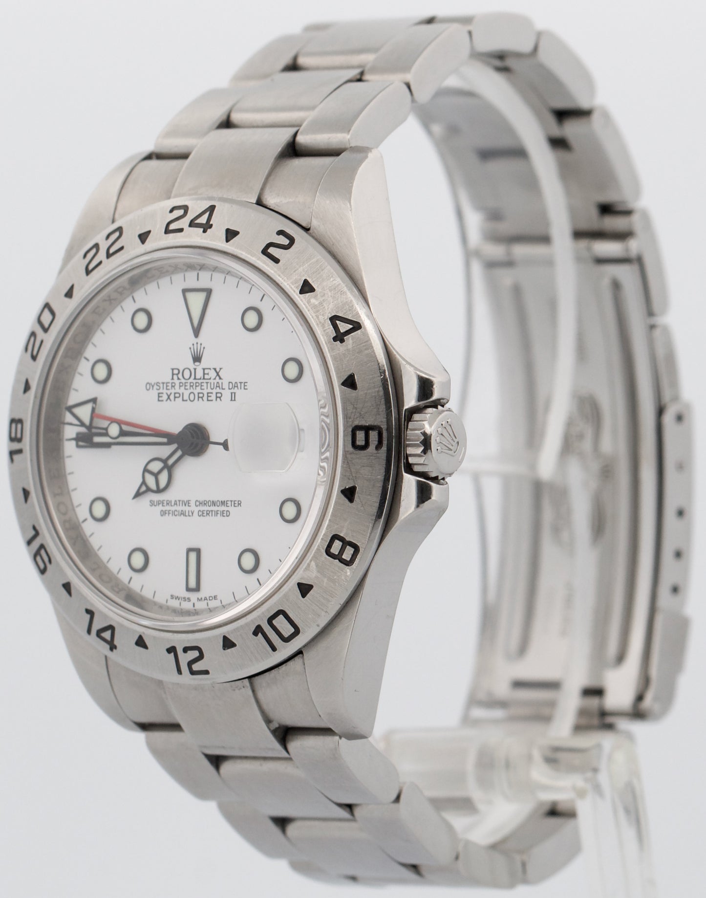 UNPOLISHED Rolex Explorer II 40mm WHITE 3168 Steel No-Holes REHAUT 16570 Watch