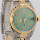 Rolex DateJust 36mm AQUA DIAMOND Blue Green 18K Gold JUBILEE Steel Watch 16013
