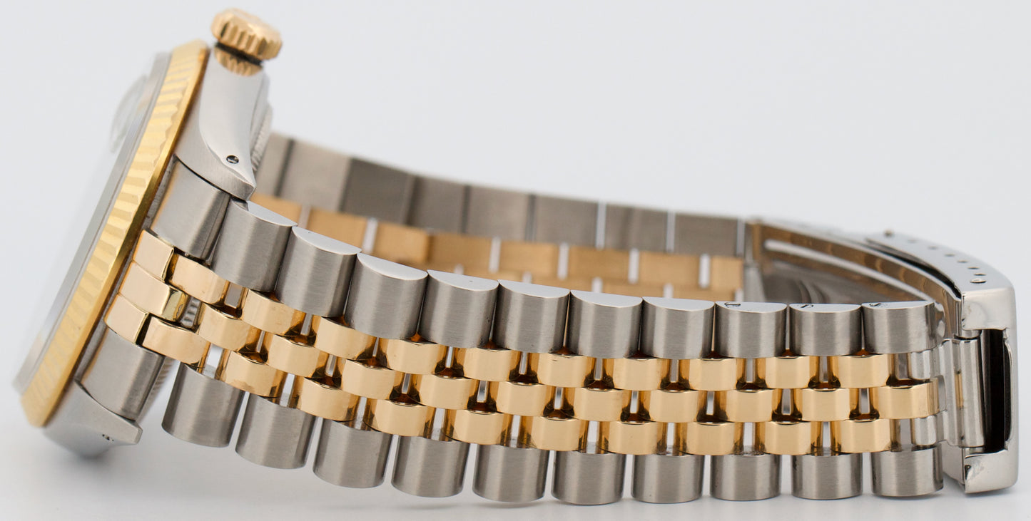 Rolex DateJust 36mm AQUA DIAMOND Blue Green 18K Gold JUBILEE Steel Watch 16013