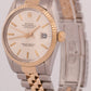 Rolex DateJust 36mm SILVER 18K Gold Two-Tone Stainless Steel JUBILEE 16013 BOX