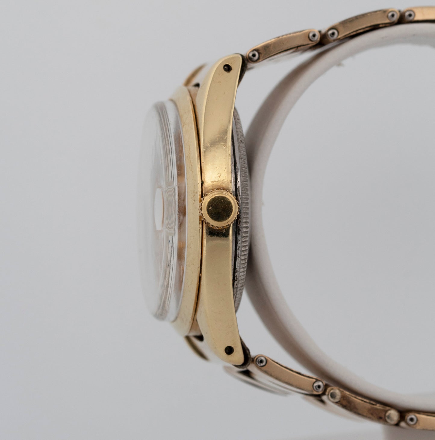 Rolex Oyster Perpetual Date CHAMPAGNE Gold Capped Steel 34mm 1550 Watch
