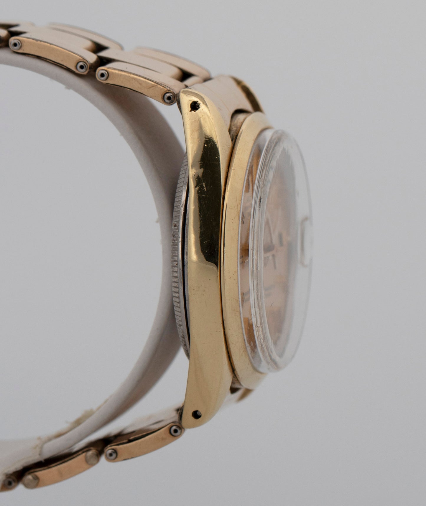 Rolex Oyster Perpetual Date CHAMPAGNE Gold Capped Steel 34mm 1550 Watch