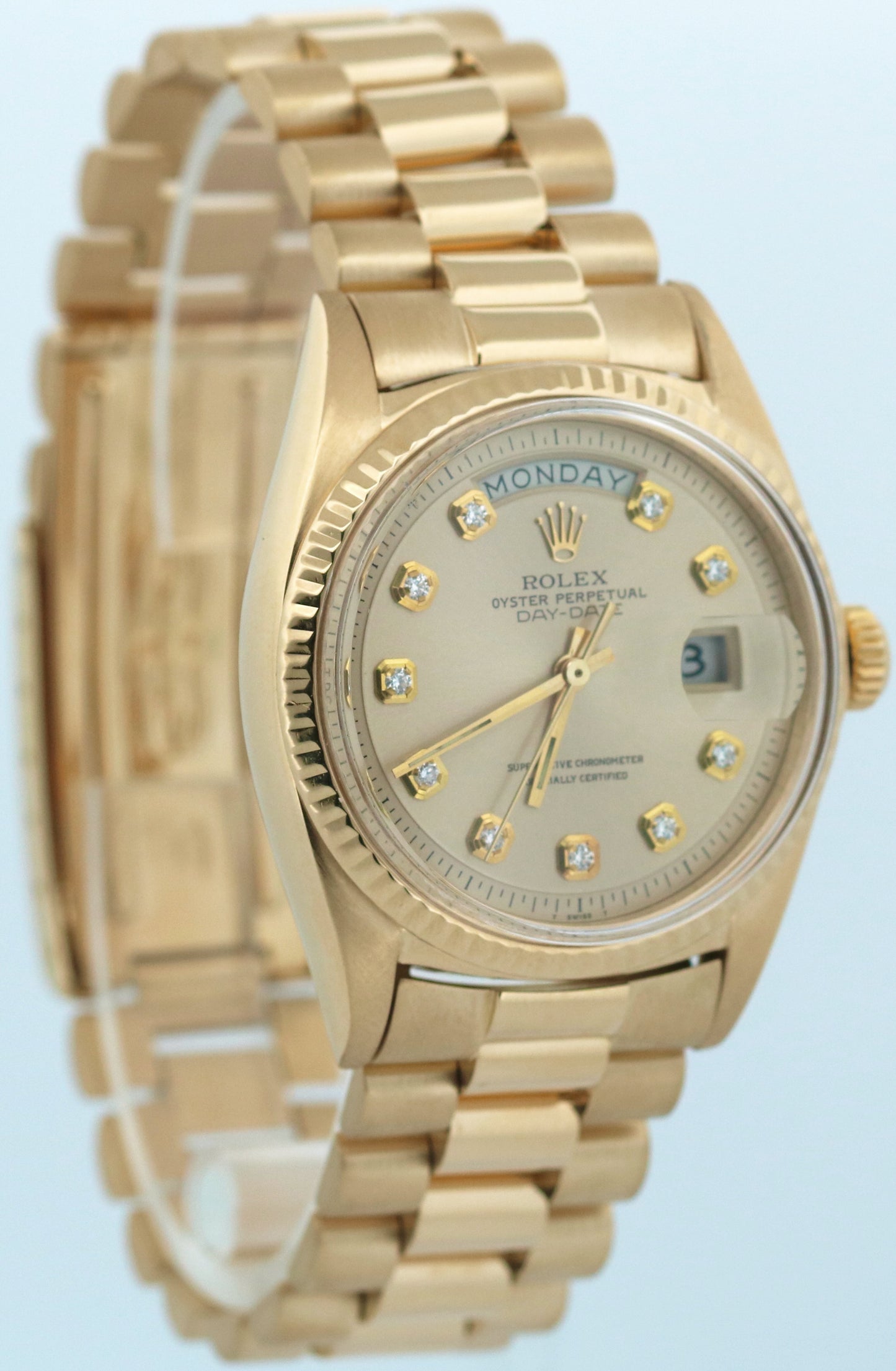 VINTAGE Rolex Day-Date President CHAMPAGNE DIAMOND 36mm 18K Gold 1803 Watch