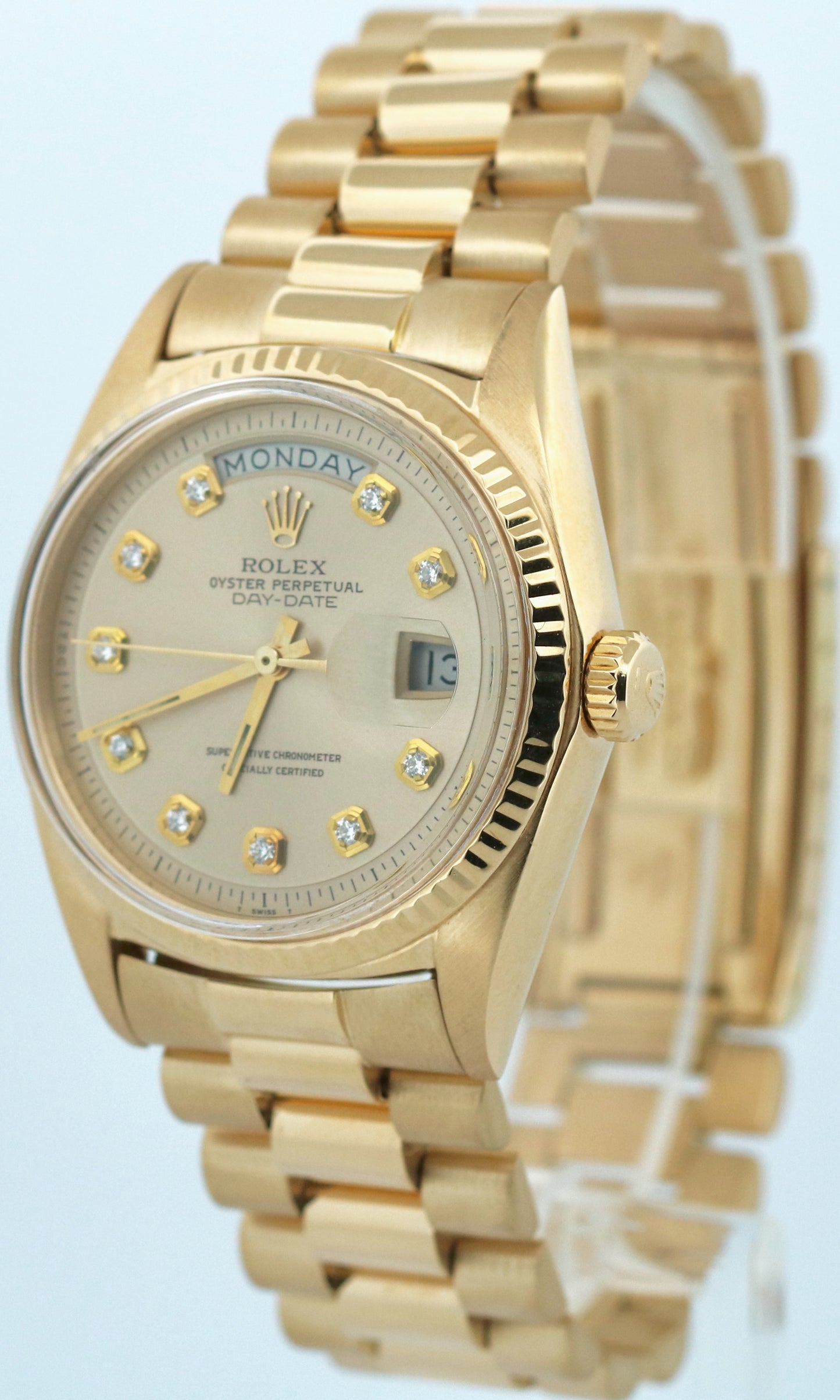 VINTAGE Rolex Day-Date President CHAMPAGNE DIAMOND 36mm 18K Gold 1803 Watch